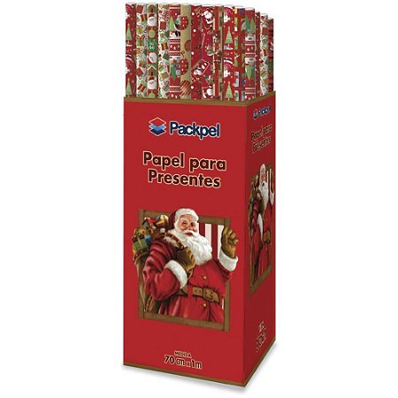 Papel Presente Natal 70X100CM Sortidos DP C/100 Packpel