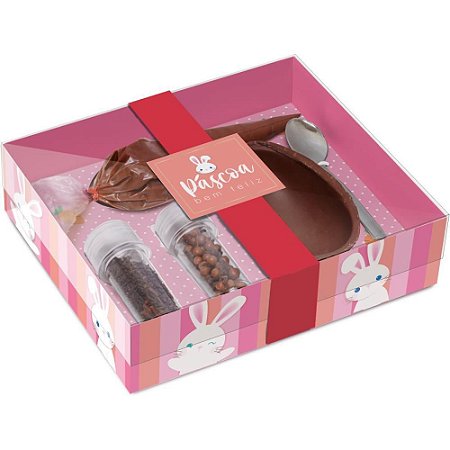 Caixa P/OVO de Pascoa KIT Conf.coelhinho Rosa 100G