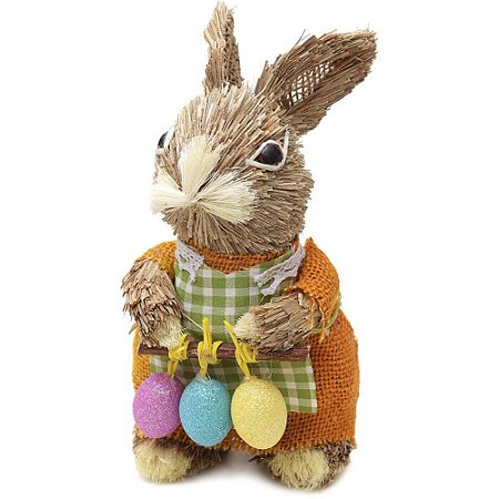 Coelhos de Pascoa Beiji Decorado Palha 21CM