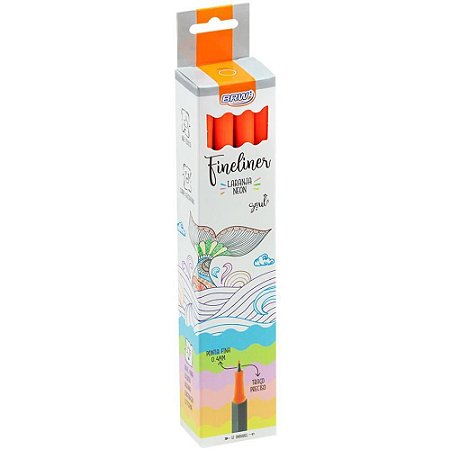 Caneta com Ponta Porosa Fineliner 0.4MM Laranja Neon
