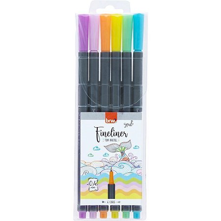 Caneta com Ponta Porosa Fineliner 0.4MM 6 Cores Pastel