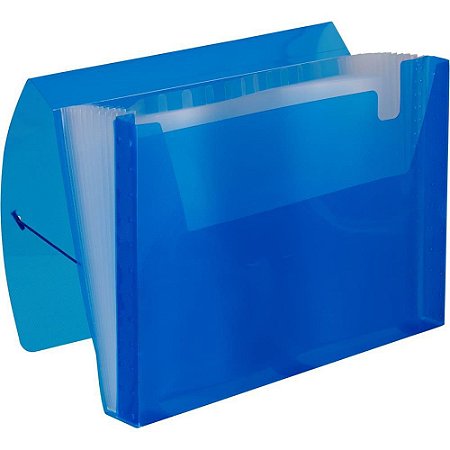 Pasta Sanfonada Plastica NEW Line A4 12 Divisoes Azul