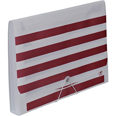 Pasta Sanfonada Plastica Metalic A4 12 Divisoes Rose