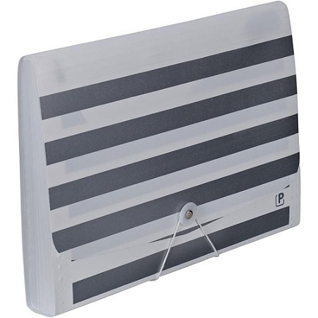 Pasta Sanfonada Plastica Metalic A4 12 Divisoes Prata