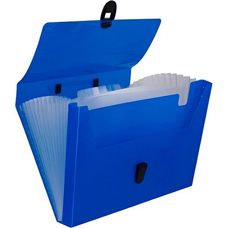 Pasta Sanfonada Plastica Colors A4 12 Divisoes Azul