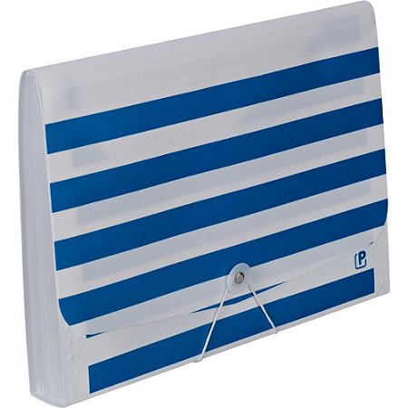 Pasta Sanfonada Plastica Metalic A4 12 Divisoes Ocean