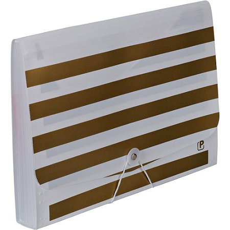 Pasta Sanfonada Plastica Metalic A4 12 Divisoes GOLD