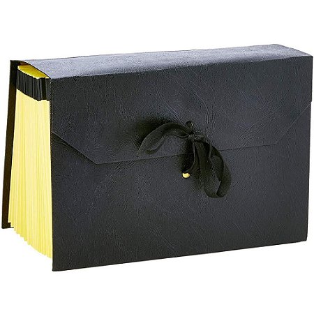 Pasta Sanfonada Papel Duplicata 31 DIV Preta Luxo