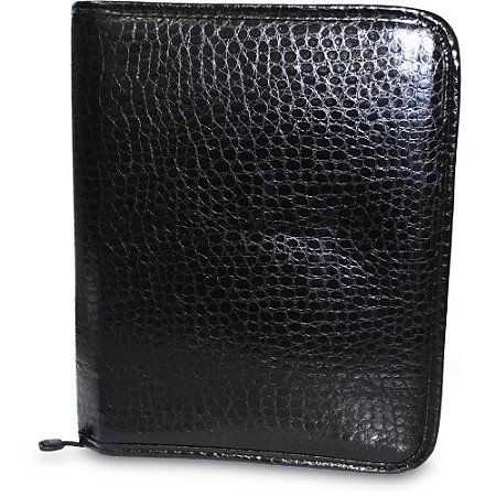 Fichario com Ziper Croco Corino Preto