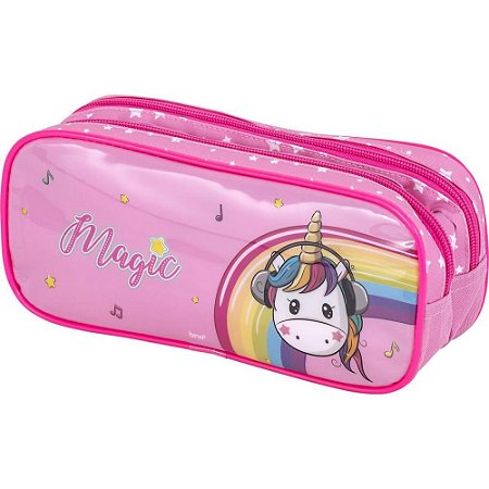 Estojo PVC Magic Rosa Duplo