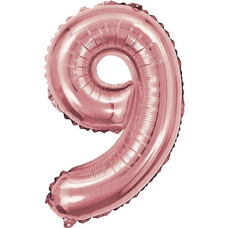 Balao Metalizado Numero 9 Rose 40CM.