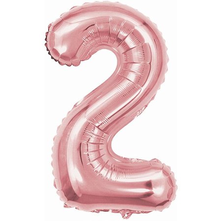 Balao Metalizado Numero 2 Rose 40CM.