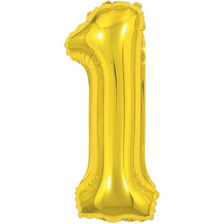 Balao Metalizado Numero 1 Dourado 40CM.