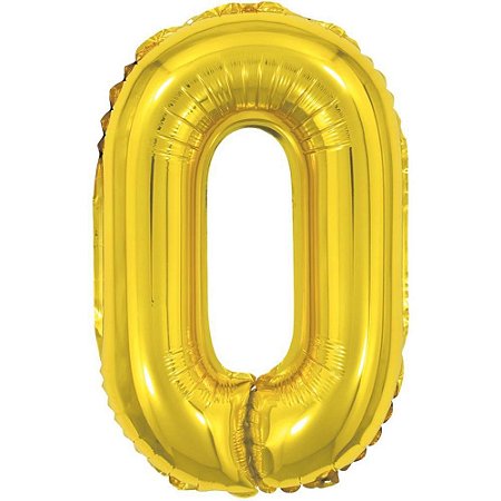 Balao Metalizado Numero 0 Dourado 40CM.