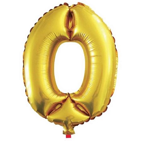 Balao Metalizado Numero 0 Dourado 40CM