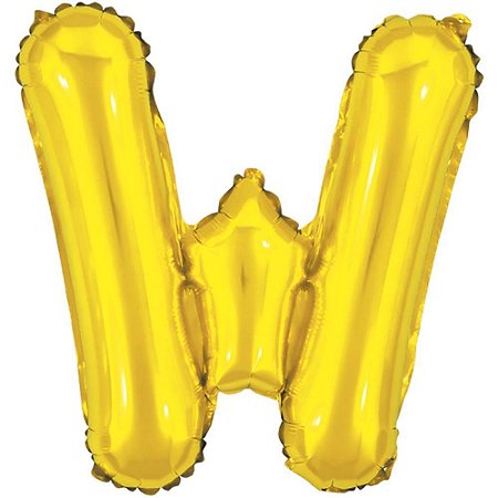 Balao Metalizado Letra W Dourado 40CM