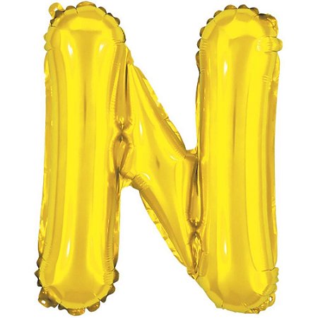 Balao Metalizado Letra N Dourado 40CM.