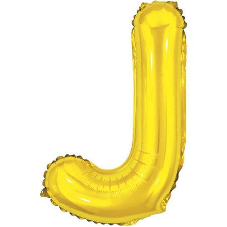 Balao Metalizado Letra J Dourado 40CM.