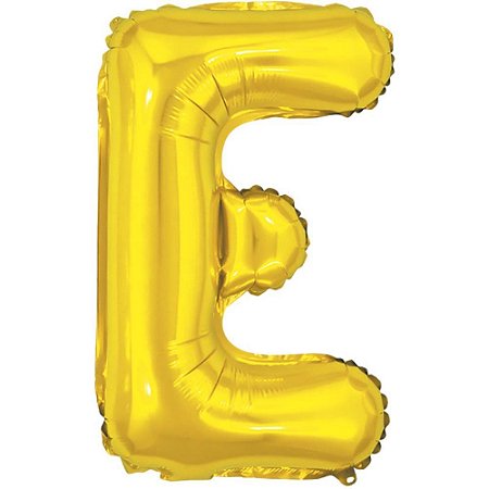 Balao Metalizado Letra e Dourado 40CM.