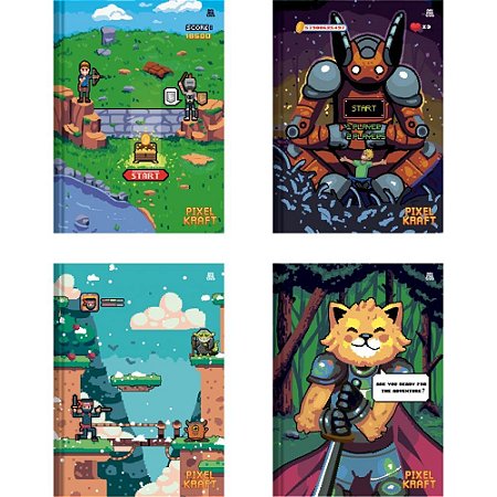 Caderno Brochura 1/4 Capa Dura Pixel KRAFT 80F (17891321104931)