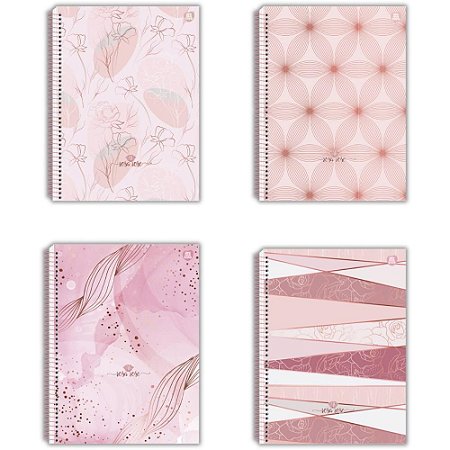 Caderno 10X1 Capa Dura Rosa Rose 160F (17891321102265)