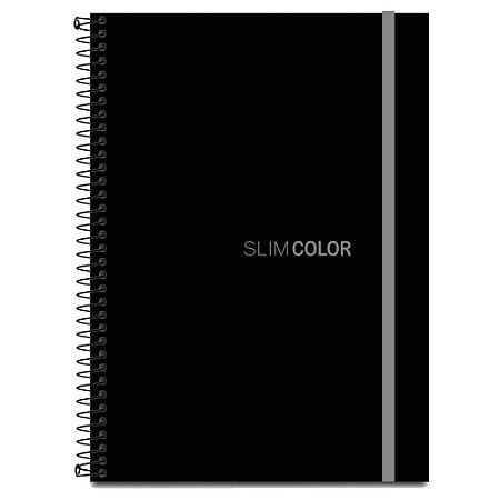 Caderno 01X1 Capa Dura SLIM Color UNIV CP.PP PRET 80F