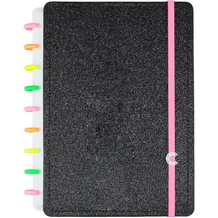 Caderno Inteligente Medio LETS Glitter Neon BLACK