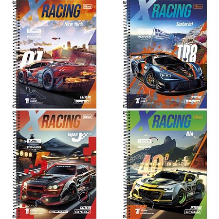 Caderno 10X1 Capa Dura X-RACING 160FLS.
