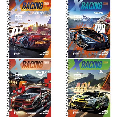 Caderno 01X1 Capa Dura X-RACING 80FLS.