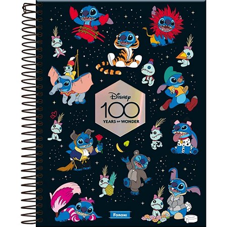 Caderno 10X1 Capa Dura Disney 100 STITCH 160F PCTE C/4  Foroni