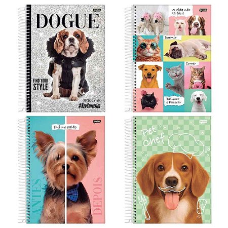 Caderno 01X1 Capa Dura PETS Love 80FLS.