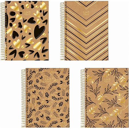 Caderno 10X1 Capa Dura KRAFT BLACK 160FLS.