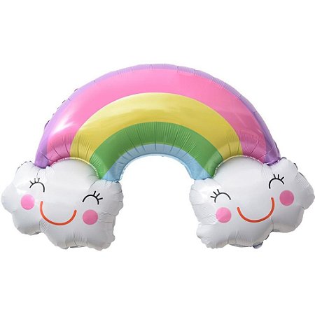 Balao Metalizado Decorado ARCO IRIS 80X58CM