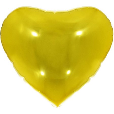 Balao Metalizado Decorado Coracao Dourado 45CM.