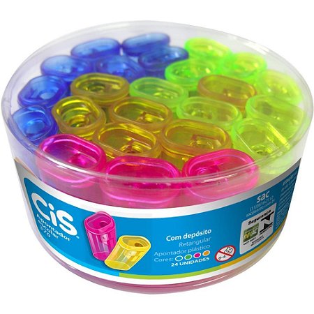 Apontador com Deposito CIS-370N Plast.transp.cores POTE-24