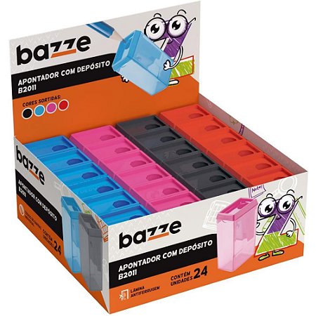 Apontador com Deposito Bazze B2011 Cores Sortidas CX.C/24