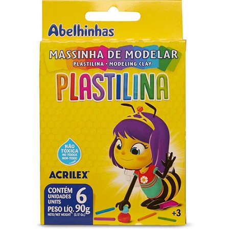 Massa para Modelar Plastilina C/06 Cores 90G