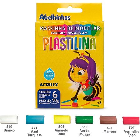 Massa para Modelar Plastilina C/06 Cores 90G