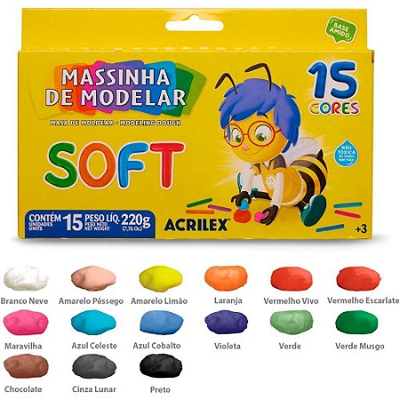 Massa para Modelar SOFT 15 Cores 220G.