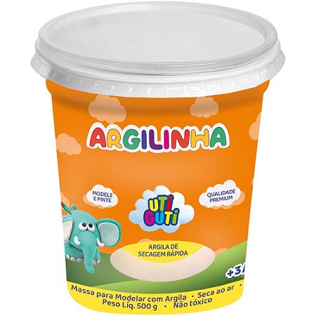 Massa para Modelar Utiguti Argilinha Branca 500G.