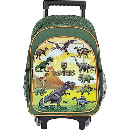 Mochila Infantil com Rodinha Raptor VERDE/LARANJA
