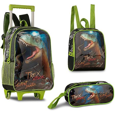 Mochila Infantil com Rodinha T-REX ATTACK G Est+lancheira