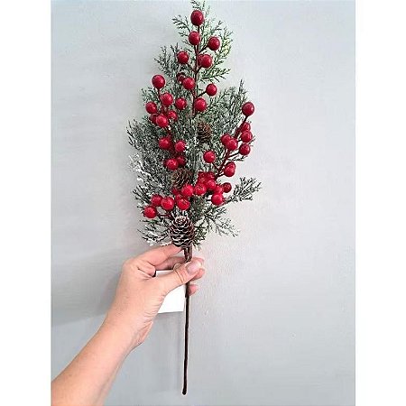 Galho Grande C/ Folhas Frutas 55CM C/1 UN Natal