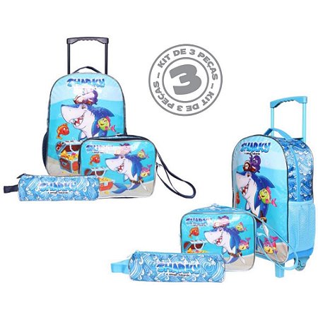 Mochila Infantil com Rodinha o Amigo SHARKY KIT C/3PC (S)