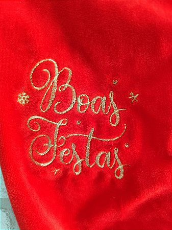 Saco P/GARRAFA Boas Festas  Tecido Veludo Cromus