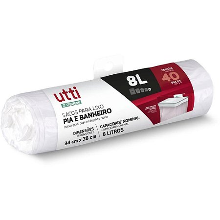Saco para Lixo 8L Branco 34X38CM Rolo C/40UN