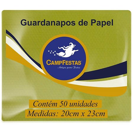 Guardanapo de Papel Amarelo 19,5X22,5CM 50F