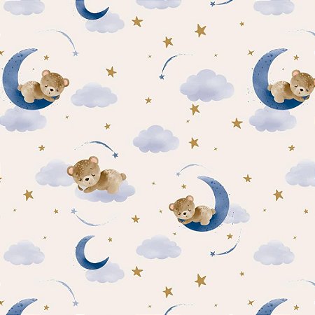 Papel Presente Bobina Couche 60CM. MOD.159 Ursinho NA Lua