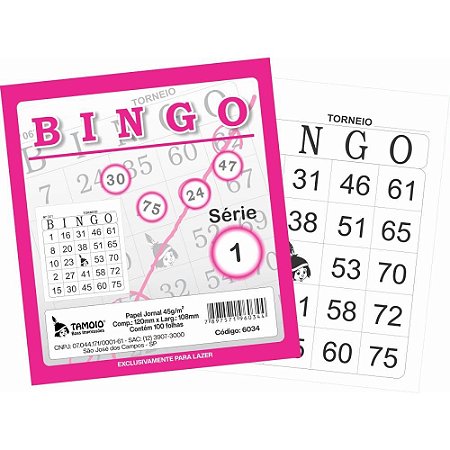 Bloco para Bingo Rosa 120X108MM 100F Jornal
