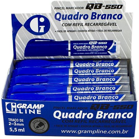 Pincel Quadro Branco QB550 Recarregavel Azul CX C/10 - GRAMP Line